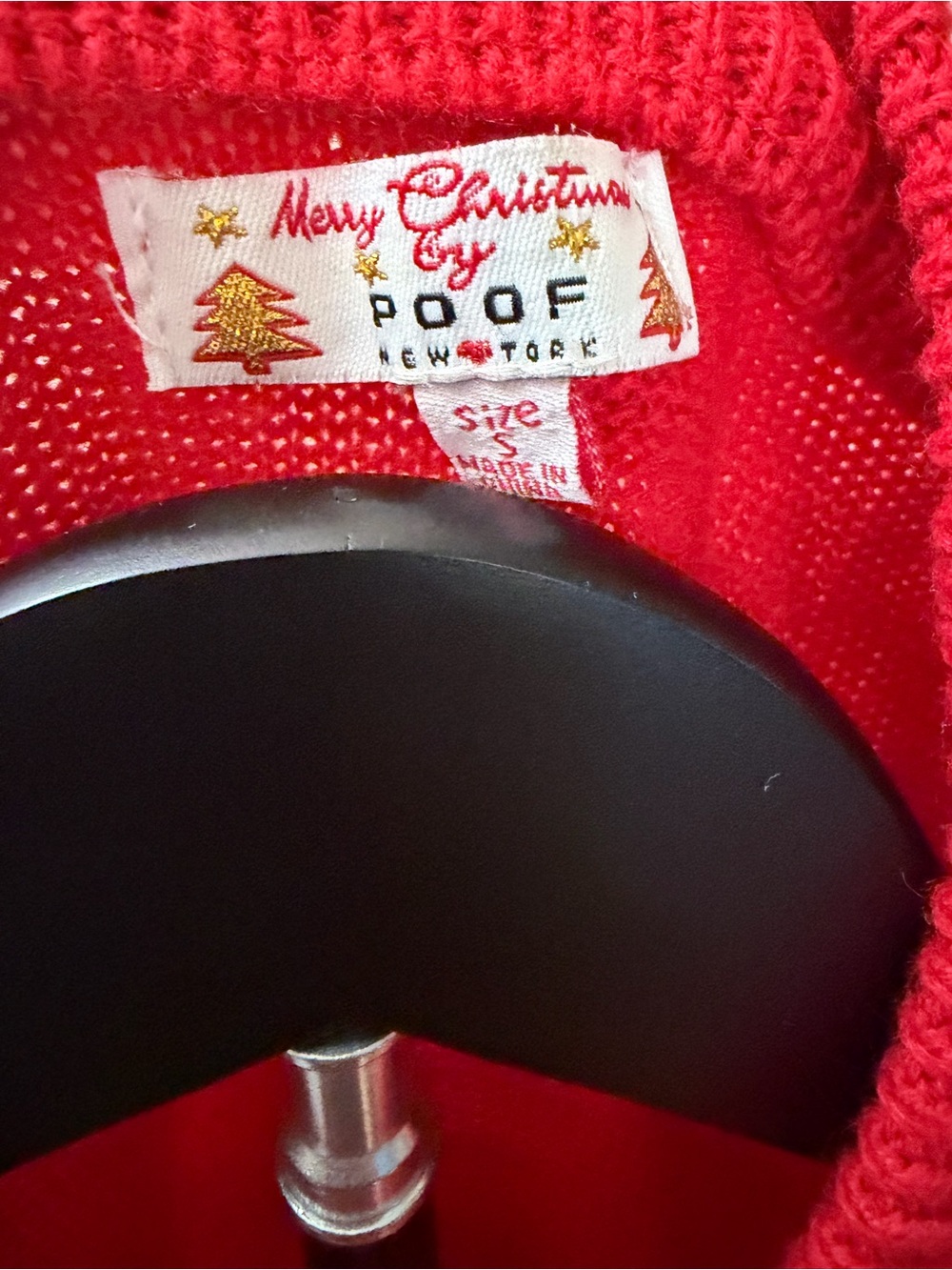Poof New York Santa Paw Bulldog Christmas Sweater Red Sequin Sherpa Women’s M - Picture 5 of 5